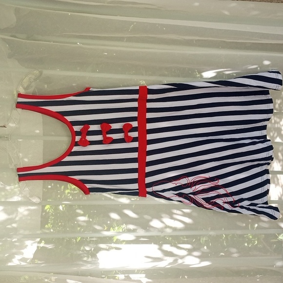 Sourpuss Summer  Dress Blue & White Stripe w Embroidered Octopus XL - Picture 2 of 11